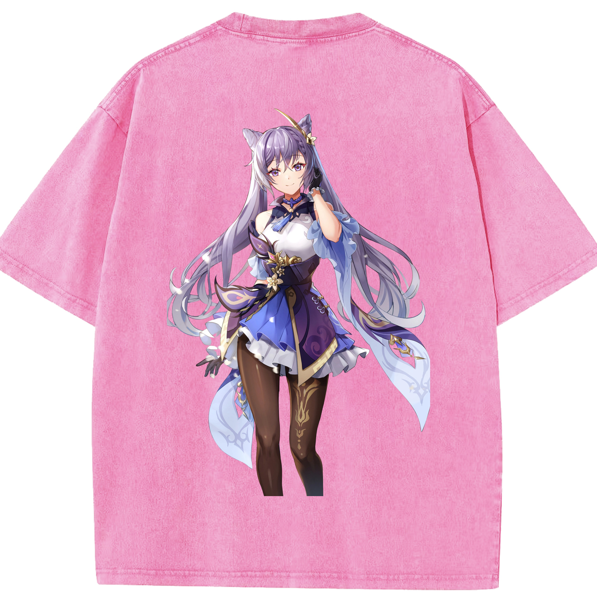 げんし神 刻晴 こくせい genshin Kokusei 綿100% ヴィンテージ風 半袖Tシャツ（背面プリント）